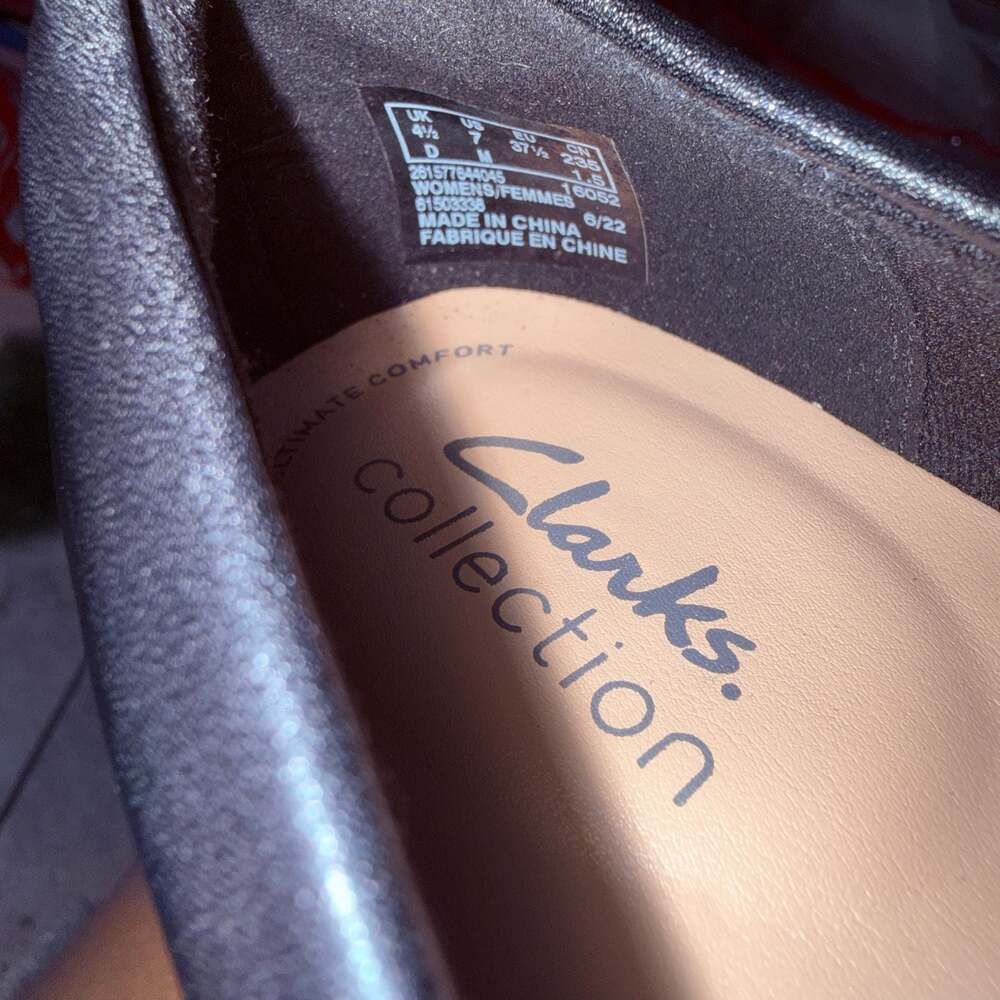 New Clarks Collection Black Leather Pumps Size 7 - Picture 5 of 6